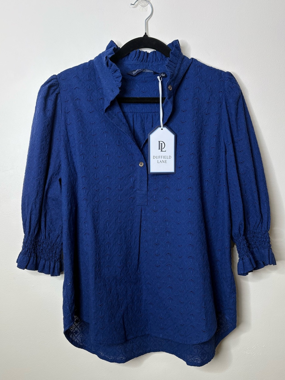 Tuckernuck Duffield Lane Percy Popover Top Navy Eyelet